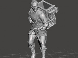 JAPANESE SOLDIER WITH SPEAR MINIATURE MODEL FOR FANTASY GAMES DND RPG 3D Print Model