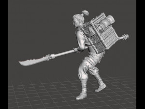 JAPANESE SOLDIER WITH SPEAR MINIATURE MODEL FOR FANTASY GAMES DND RPG 3D Print Model