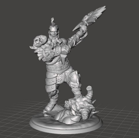 BARBARIAN DEMON SLAYER MINIATURE MODEL FOR FANTASY GAMES DND RPG 3D Baskı Modeli .c4d .max .obj .3ds .fbx .stl .blend 