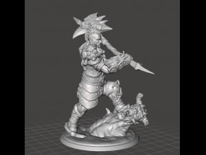 BARBARIAN DEMON SLAYER MINIATURE MODEL FOR FANTASY GAMES DND RPG 3D Baskı Modeli