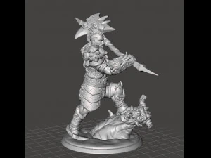 BARBARIAN DEMON SLAYER MINIATURE MODEL FOR FANTASY GAMES DND RPG 3D Print Model