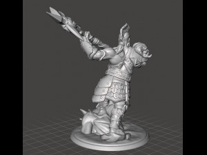 BARBARIAN DEMON SLAYER MINIATURE MODEL FOR FANTASY GAMES DND RPG 3D Baskı Modeli