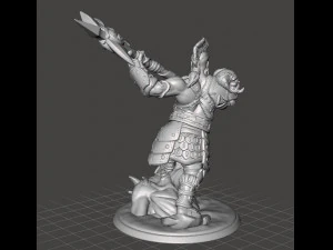 BARBARIAN DEMON SLAYER MINIATURE MODEL FOR FANTASY GAMES DND RPG 3D Print Model