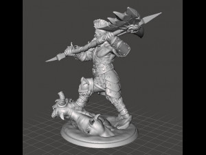 BARBARIAN DEMON SLAYER MINIATURE MODEL FOR FANTASY GAMES DND RPG 3D Baskı Modeli