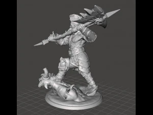 BARBARIAN DEMON SLAYER MINIATURE MODEL FOR FANTASY GAMES DND RPG 3D Print Model