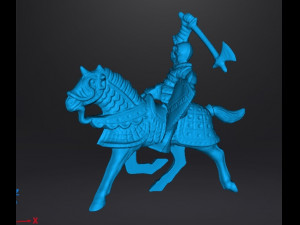KNIGHT ON HORSE WITH AXE 54MM FIGURE MODEL TOY 1-32 SCALE 3D 打印模型