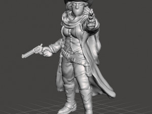 BANDIT COWGIRL WITH DUAL REVOLVERS HEROINE MINIATURE MODEL FOR GAMES DND RPG 3Dプリントモデル