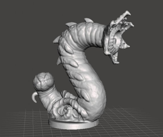 UNDERDARK WORM MONSTER MINIATURE FIGURE FOR FANTASY GAMES DND RPG 3D 프린트 모델 .c4d .max .obj .3ds .fbx .stl .blend 