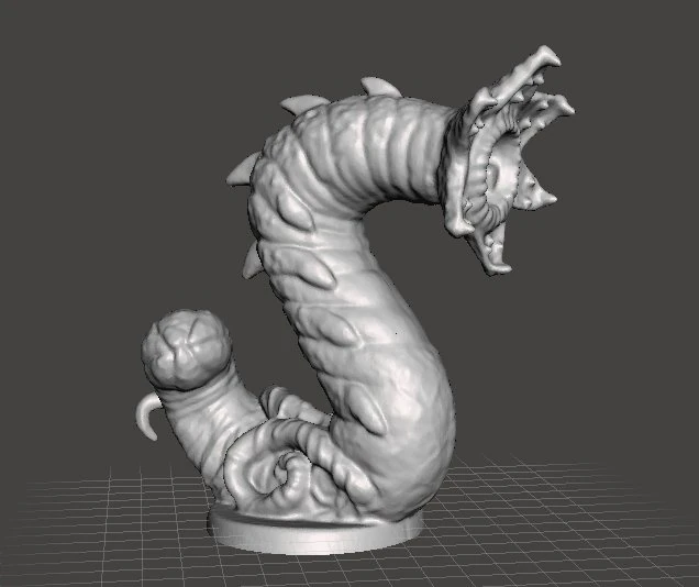 UNDERDARK WORM MONSTER MINIATURE FIGURE FOR FANTASY GAMES DND RPG 3D Print Model .c4d .max .obj .3ds .fbx .stl .blend 