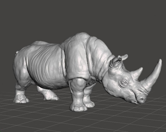 WHITE RHINOCEROS REALISTIC MINIATURE MODEL FOR FANTASY GAMES DnD RPG 3D 프린트 모델 .c4d .max .obj .3ds .fbx .stl .blend 