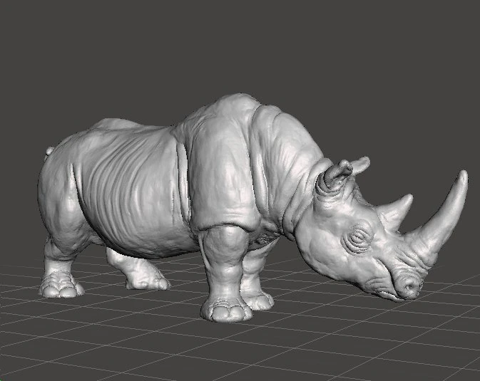 WHITE RHINOCEROS REALISTIC MINIATURE MODEL FOR FANTASY GAMES DnD RPG 3D Print Model .c4d .max .obj .3ds .fbx .stl .blend 
