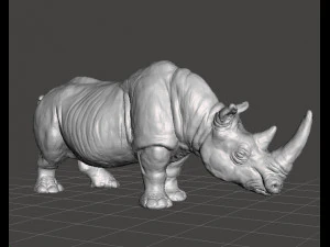 白犀牛 逼真微缩模型，适合奇幻游戏 DnD RPG 3D 打印模型