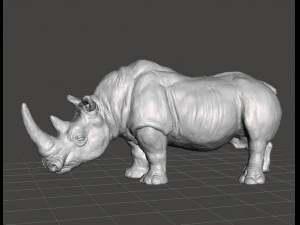 WHITE RHINOCEROS REALISTIC MINIATURE MODEL FOR FANTASY GAMES DnD RPG 3D Print Model