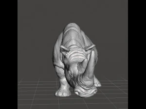 WHITE RHINOCEROS REALISTIC MINIATURE MODEL FOR FANTASY GAMES DnD RPG 3D Print Model
