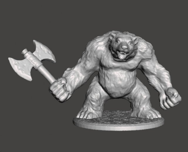 WEREBEAR CREATURE MINIATURE MODEL FOR FANTASY GAMES DnD AND RPG Modelo de impresión 3D .c4d .max .obj .3ds .fbx .stl .blend 