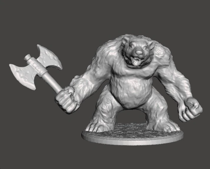 WEREBEAR CREATURE MINIATURE MODEL FOR FANTASY GAMES DnD AND RPG 3D Print Model .c4d .max .obj .3ds .fbx .stl .blend 