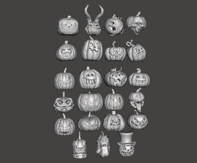 HALLOWEEN PUMPKINS MEGAPACK 23 FIGURE MODELS ORNAMENT DECORATION Modèles 3D en vedette .c4d .max .obj .3ds .fbx .stl .blend 