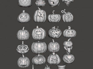 HALLOWEEN PUMPKINS MEGAPACK 23 FIGURE MODELS ORNAMENT DECORATION Modèles 3D en vedette