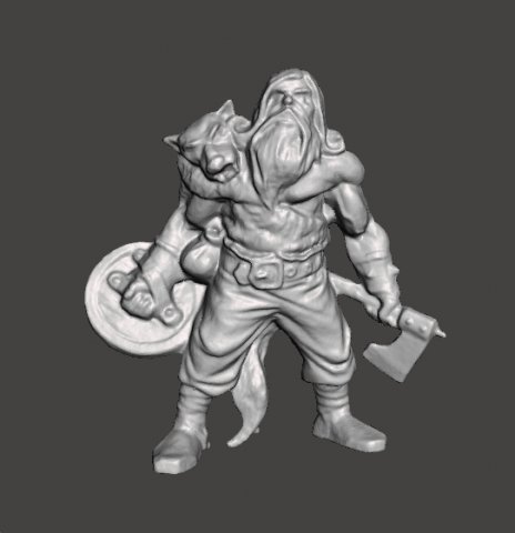 WOLF VIKING WITH AXE AND SHIELD MINIATURE MODEL FOR FANTASY GAMES DND RPG Modèles 3D en vedette .c4d .max .obj .3ds .fbx .stl .blend 