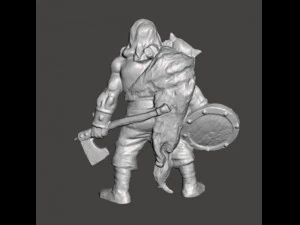 WOLF VIKING WITH AXE AND SHIELD MINIATURE MODEL FOR FANTASY GAMES DND RPG 3D Print Model