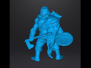 WOLF VIKING WITH AXE AND SHIELD MINIATURE MODEL FOR FANTASY GAMES DND RPG Modèles 3D en vedette