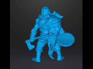 WOLF VIKING WITH AXE AND SHIELD MINIATURE MODEL FOR FANTASY GAMES DND RPG 3D Print Model