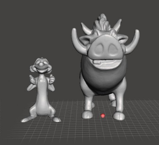 TIMON AND PUMBAA FIGURES SET PVC PLASTIC MODEL TOY KAWAII 3D Print Model .c4d .max .obj .3ds .fbx .stl .blend 