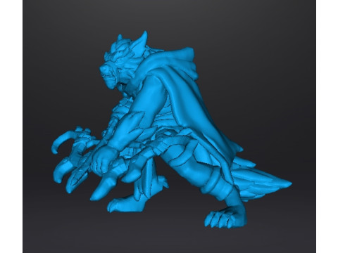 WOLF WARRIOR WOLFEN RANGER MINIATURE MODEL FANTASY GAMES DND RPG Modelo de Impressão 3D