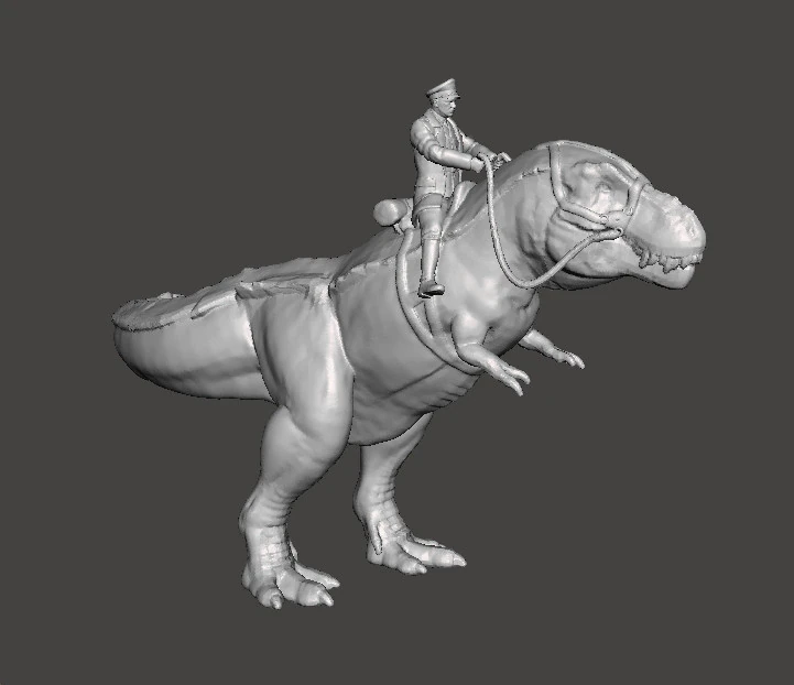 WOLFENSTEIN HITLER ON T-REX MINIATURE MODEL FIGURE SCIFI FANTASY GAMES RPG DND 3D Print Model .c4d .max .obj .3ds .fbx .stl .blend 
