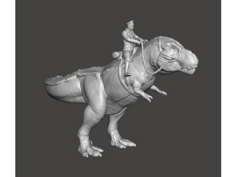 WOLFENSTEIN HITLER NO T-REX MODELO EM MINIATURA FIGURA SCIFI FANTASIA JOGOS RPG DND Modelo de Impressão 3D