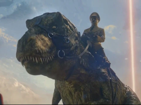 WOLFENSTEIN HITLER ON T-REX MINIATURE MODEL FIGURE SCIFI FANTASY GAMES RPG DND 3D Print Model