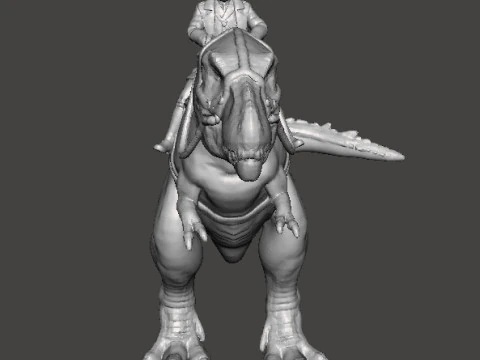 WOLFENSTEIN HITLER ON T-REX MINIATURE MODEL FIGURE SCIFI FANTASY GAMES RPG DND 3D Print Model