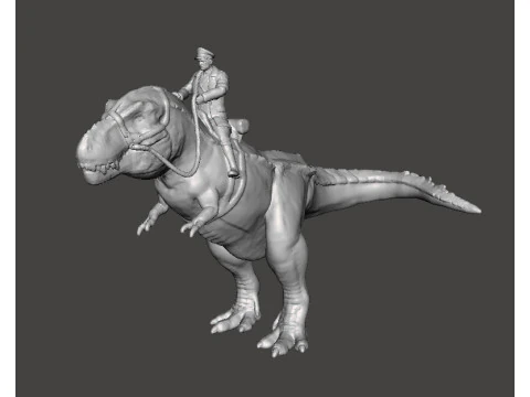 WOLFENSTEIN HITLER ON T-REX MINIATURE MODEL FIGURE SCIFI FANTASY GAMES RPG DND 3D Print Model