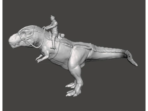 WOLFENSTEIN HITLER ON T-REX MINIATURE MODEL FIGURE SCIFI FANTASY GAMES RPG DND 3D Print Model