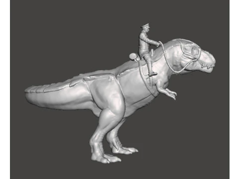 WOLFENSTEIN HITLER ON T-REX MINIATURE MODEL FIGURE SCIFI FANTASY GAMES RPG DND 3D Print Model