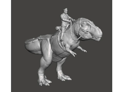 WOLFENSTEIN HITLER ON T-REX MINIATURE MODEL FIGURE SCIFI FANTASY GAMES RPG DND 3D Print Model