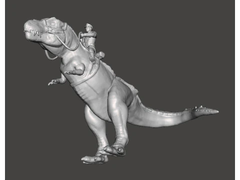WOLFENSTEIN HITLER ON T-REX MINIATURE MODEL FIGURE SCIFI FANTASY GAMES RPG DND 3D Print Model