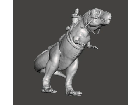 WOLFENSTEIN HITLER ON T-REX MINIATURE MODEL FIGURE SCIFI FANTASY GAMES RPG DND 3D Print Model