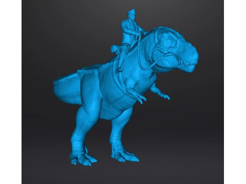 WOLFENSTEIN HITLER ON T-REX MINIATURE MODEL FIGURE SCIFI FANTASY GAMES RPG DND 3D Print Model