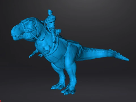 WOLFENSTEIN HITLER ON T-REX MINIATURE MODEL FIGURE SCIFI FANTASY GAMES RPG DND 3D Print Model