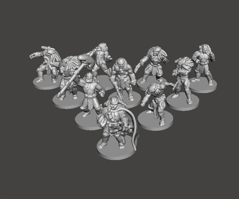 6MM SCALE PREDATORS SET MINIATURE MODELS FOR SCIFI OR FANTASY GAMES 3D Print Model .c4d .max .obj .3ds .fbx .stl .blend 