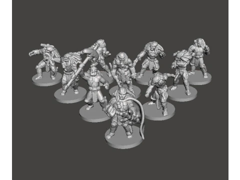 6MM SCALE PREDATORS SET MINIATURE MODELS FOR SCIFI OR FANTASY GAMES 3D Print Model