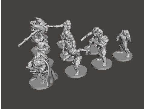 6MM SCALE PREDATORS SET MINIATURE MODELS FOR SCIFI OR FANTASY GAMES 3D Принт Модель