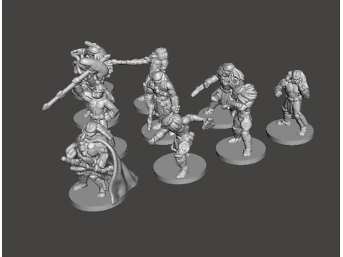 6MM SCALE PREDATORS SET MINIATURE MODELS FOR SCIFI OR FANTASY GAMES 3D Print Model