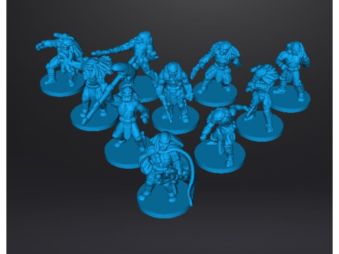6MM SCALE PREDATORS SET MINIATURE MODELS FOR SCIFI OR FANTASY GAMES 3D Принт Модель