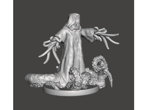 SPAWN CULTIST WITH TENTACLES MINIATURE MODEL FIGURE FOR FANTASY HORROR GAMES RPG DND 3D 打印模型