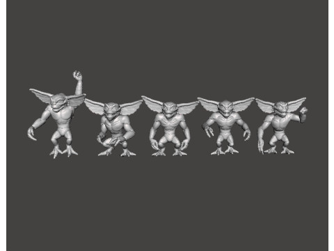 GREMLINS MINIATURE MODELS SET OF 5 FIGURES FOR FANTASY AND HORROR GAMES RPG DND 3Dプリントモデル