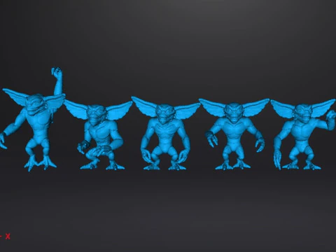CONJUNTO DE MODELOS EM MINIATURA GREMLINS DE 5 FIGURAS PARA JOGOS DE FANTASIA E HORROR RPG DND Modelo de Impressão 3D
