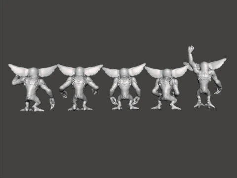 CONJUNTO DE MODELOS EM MINIATURA GREMLINS DE 5 FIGURAS PARA JOGOS DE FANTASIA E HORROR RPG DND Modelo de Impressão 3D