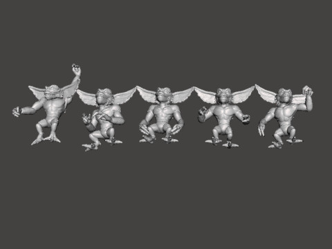 GREMLINS MINIATURE MODELS SET OF 5 FIGURES FOR FANTASY AND HORROR GAMES RPG DND 3D प्रिंट मॉडल